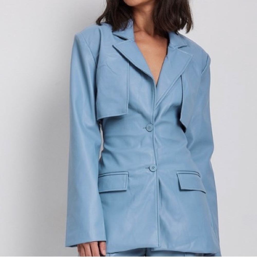 Cutout Faux Leather Blazer